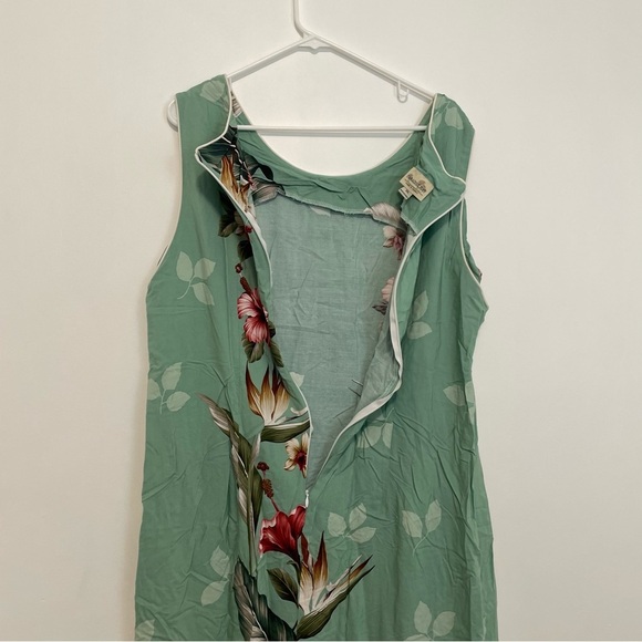 PARADISE BAY Plus Size Floral Bird of Paradise Long Dress Green Hawaiian Maxi - Picture 13 of 16